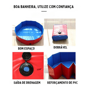 Piscina Pet Dobrável Banheira para Cachorros