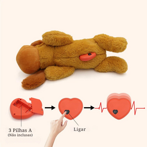 Brinquedo Pelúcia com Vibração e Batimentos Cardíacos Calmante Anti Ansiedade para Cachorros