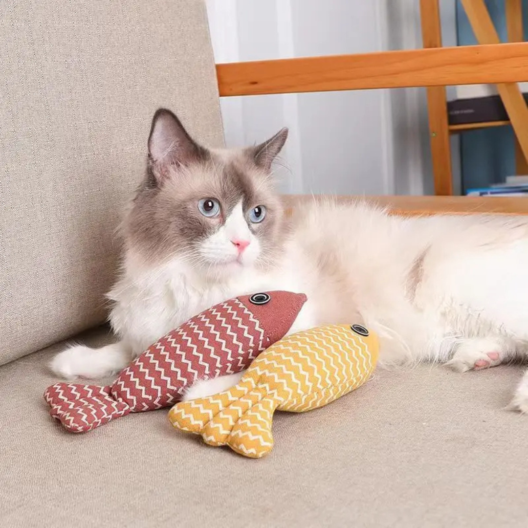 Brinquedo Peixe Pelúcia com Catnip Mordedor para Gatos