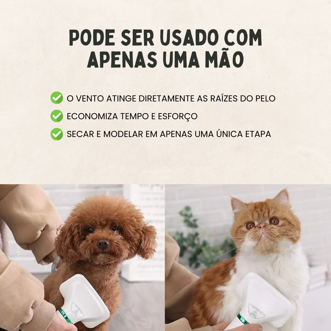 Escova Secadora Pet Banho e Tosa 2 em 1