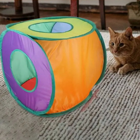 Brinquedo Túnel para Gatos Colorido Dobrável com Bolinhas