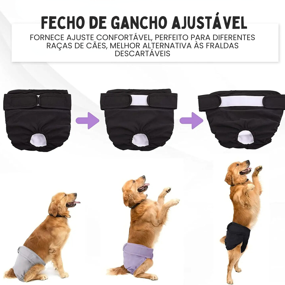 Fralda Calcinha Pet Reutilizável Tecido Absorvente