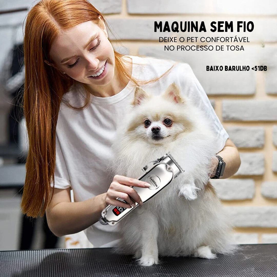 Máquina de Tosa Pet Shop Profissional Banho e Tosa Sem Fio Recarregável