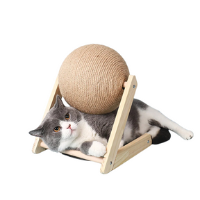 Bola Arranhador Sisal de Gato com Suporte de Madeira