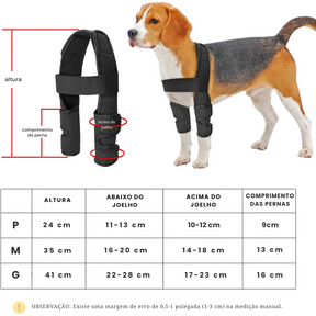 Joelheira Suporte Cinta de Articulação Patas Dianteiras de Cachorros