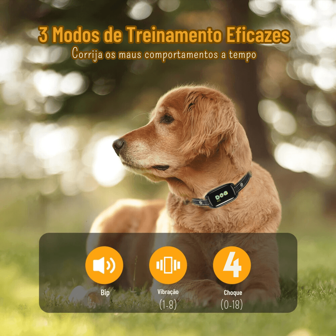 Coleira com Dispositivo Controle de Latidos de Cachorros Colar Eletrônico para Treinamento e Adestramento