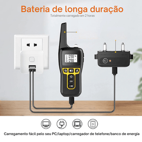 Coleira Colar de Treinamento Adestramento Recarregável com Controle Remoto Alcance de 1000 Metros