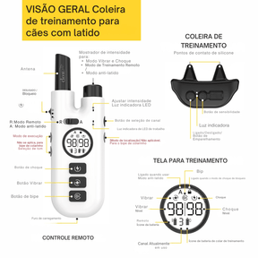 Coleira Eletrônica Treinamento e Adestramento Anti Latido para Cachorros