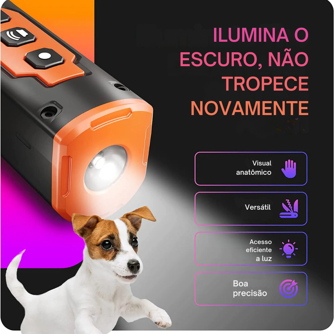 Aparelho Ultrassônico Anti Latido com Lanterna para Adestramento e Treinamento de Cachorros