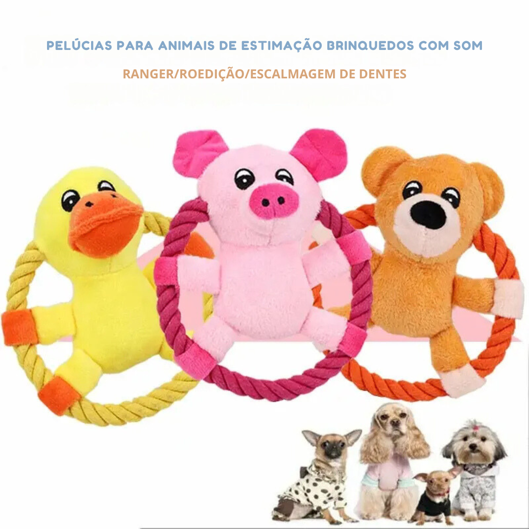 Brinquedo Pelúcia Corda Argola Mordedor para Cachorros