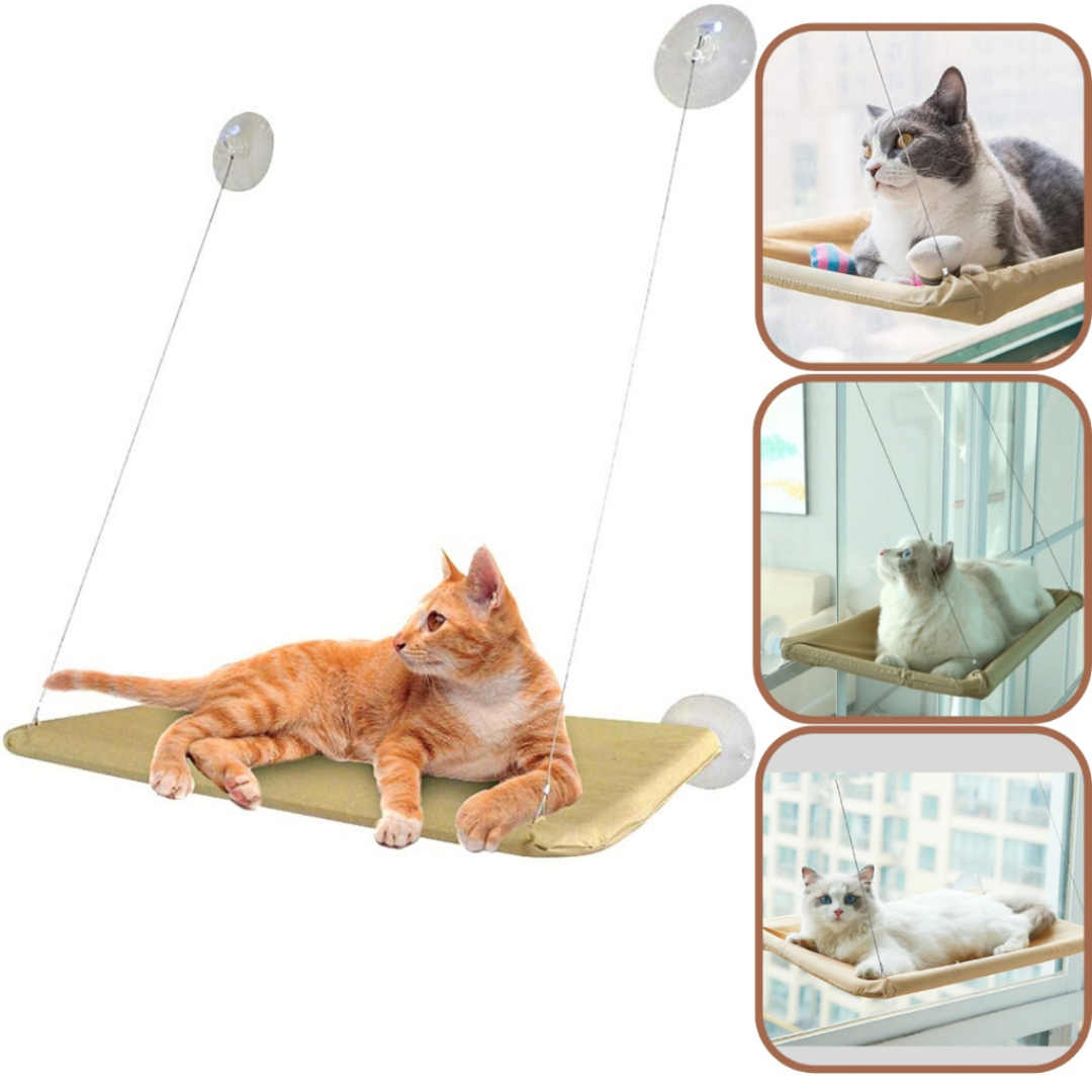 Cama Suspensa para Gatos Rede Montada em Janela com Ventosa Super Resistente